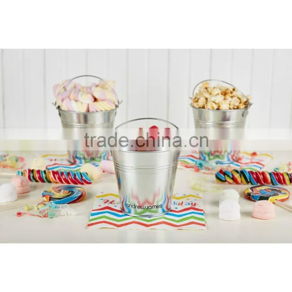 Set Of Six 11cm High Galvanised Steel Serving Buckets - For A Variety Of Uses photo-2