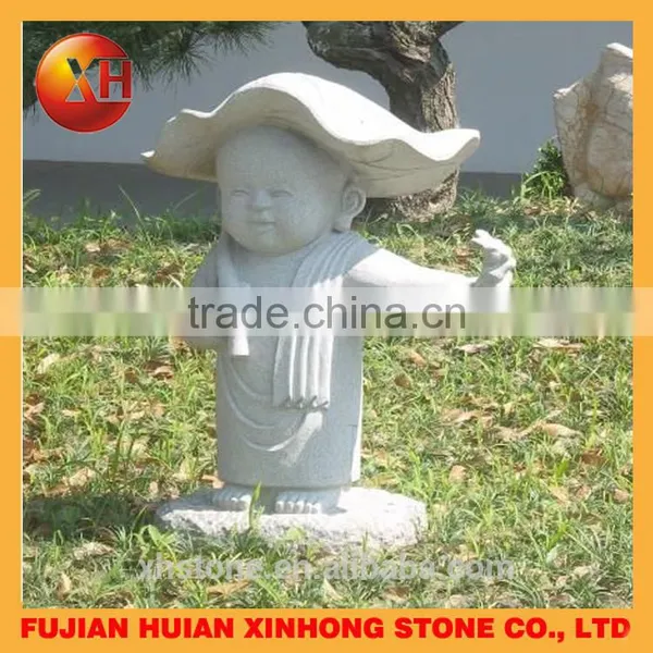 Cute Thinking Little Granite Monk Statue Home Deco Table Decoration photo-3