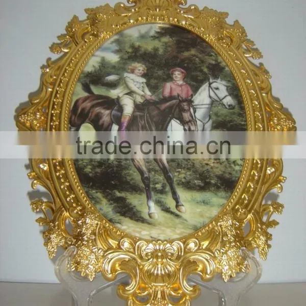 European Luxury Gold Plated Copper and Ceramic Art Painting, Wall Decorated Painting photo-5