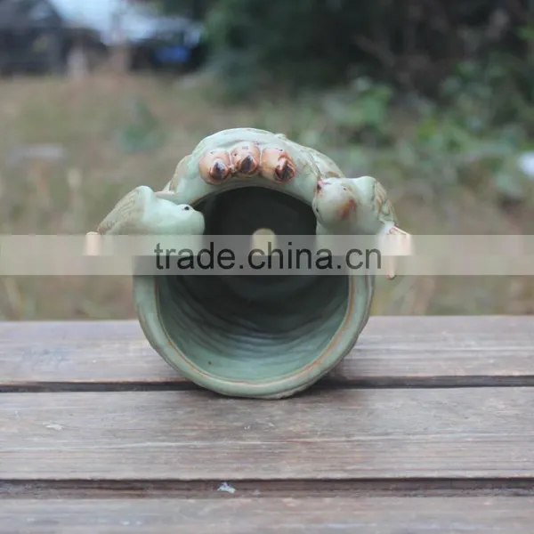 Attractive Garden Birds Nestle Shape Decorative Ceramic Planter photo-3