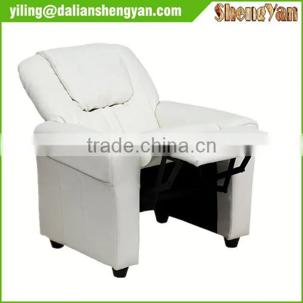Contemporary White Kids Recliner With Cup Holder and Headrest photo-5