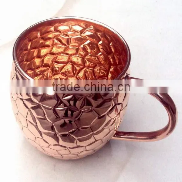 BPA FREE EMBOSSED FINISH BARREL SHAPE 100% PURE COPPER MOSCOW MULE DRINKING MUG photo-2