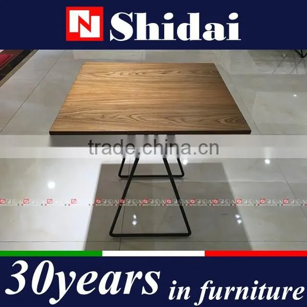 Rustic Coffee Table Natural Walnut Finished Wood Top Black Steel Metal Base TA-828L TA-828S photo-4