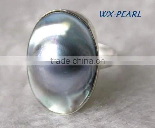 Fashion Jewelry Pearl Ring Silver Golden Ring photo-3