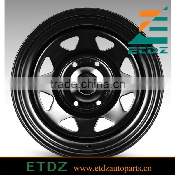 14x6 Eight Spoke Terra Black With no Pin Steel Wheels for 4x4, SUV & Trailers photo-3