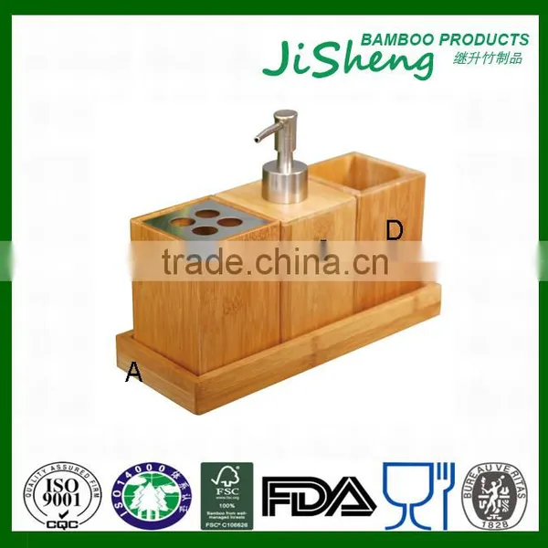 Eco-friendly Bamboo Bathroom Accessory Set/bath Accessory/bath Accessory Set With 4 Pieces