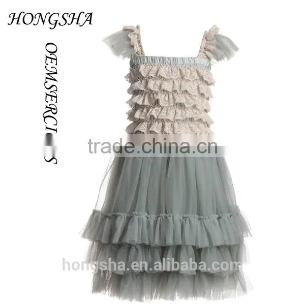 Blush Pink Ballroom Lace Tulle Dress Removable Overskirt Baby Girl Wedding Bridemaid Dress HSD7835 photo-2