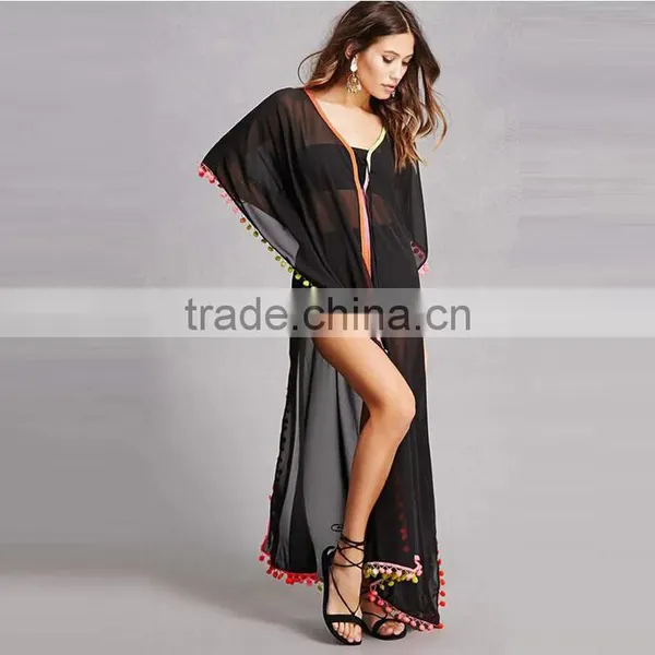 2017 Latest V Neckling Lace Up Short Dolman Sleeves Summer Dress Kaftan HSm9123 photo-3