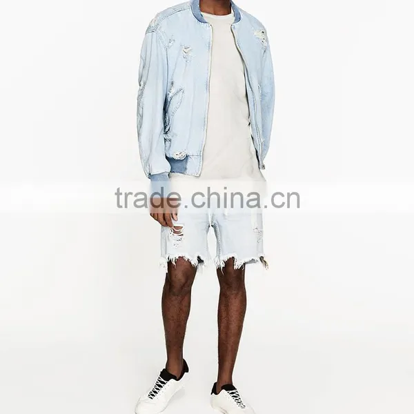 New Arrival Bermuda Shorts Men Broken Hole Distressed Raw Edges Jeans Shorts photo-2