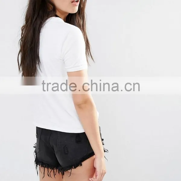 Hot Selling Women Short Sleeve Plain Cotton Round Neck t Shirt With Dreamer Print photo-2