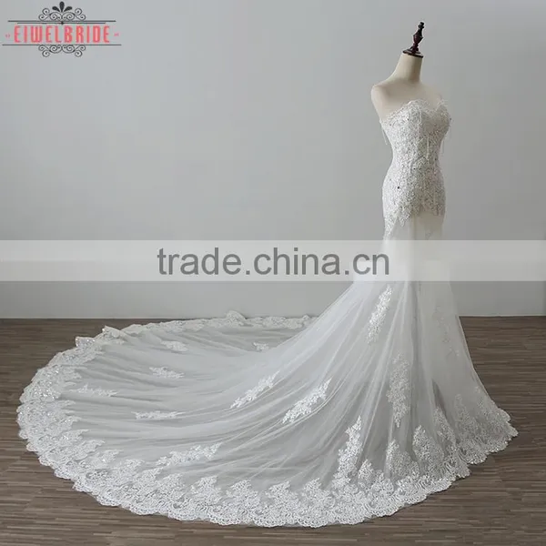 OEM White Long Lace Wedding Dress Mermaid photo-2