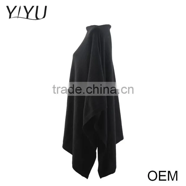 Custom Fashion Cashmere Wool Knitted Women Poncho Sweater photo-3