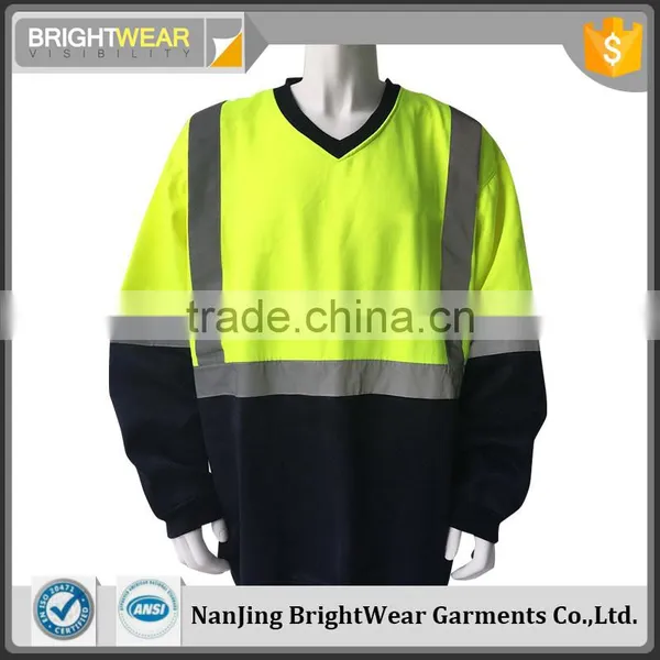 100% Polyester Contrast Safety Sweatshirt With Reflective Tape Meet AS/NZS 1906.4:2010