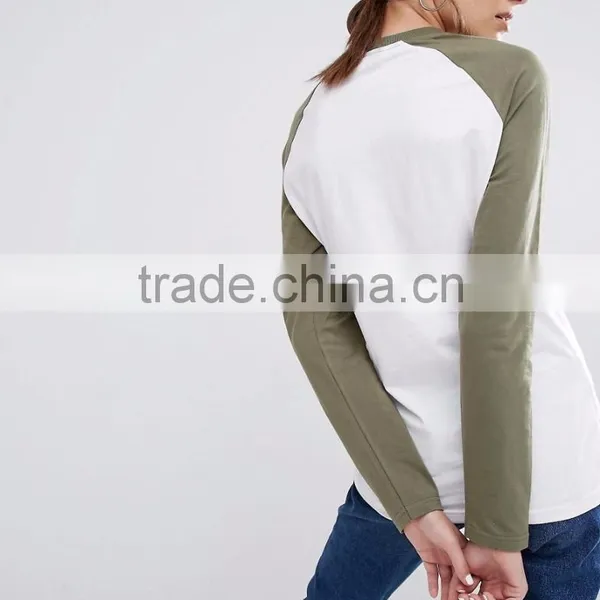 2017 China Clothing Manufacturer Latest Design Fashion High Quality Stylish 180g 100% Cotton O-Neck Raglan Sleeve Women T Shirt photo-3
