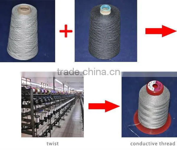 Carbon Stainless Steel Silver Coated Conductive Sewing Thread photo-3
