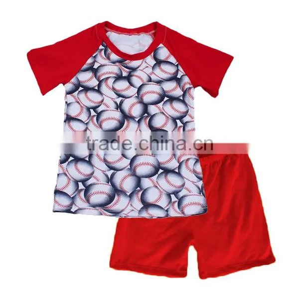 Sue Lucky Wholesale Baby Boy Clothes Set/baseball Pattern Boys Set With Shorts