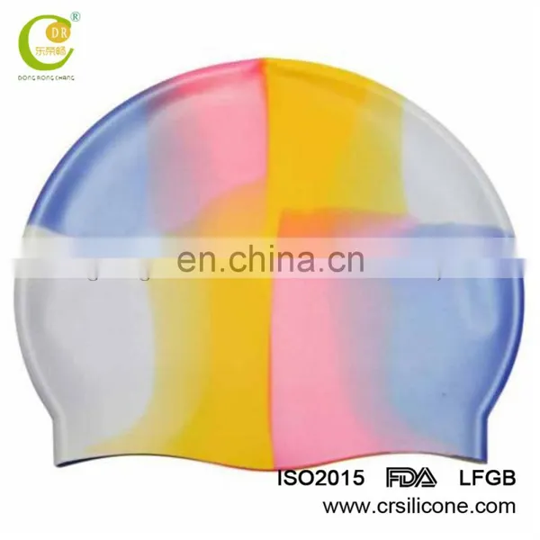 Colorful Customized Logo Available Printed Embossed Silicone Swimming Cap photo-5