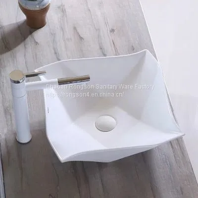 Latest Design Bathroom Ceramics Art Oval Wash Basin Outdoor Low Price Counter Top Popular Special no Hole Sink for Sale photo-3