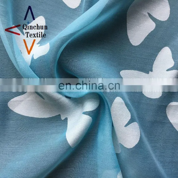Bule Butterfly Burnout Organza Fabric for Dress Materials photo-2
