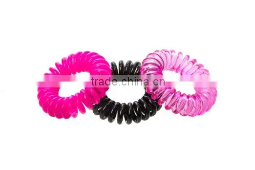 Mix Color Phone Cord Twisted Plastic Gummy Hair Bobbles Elastics Ponytail Hold photo-3