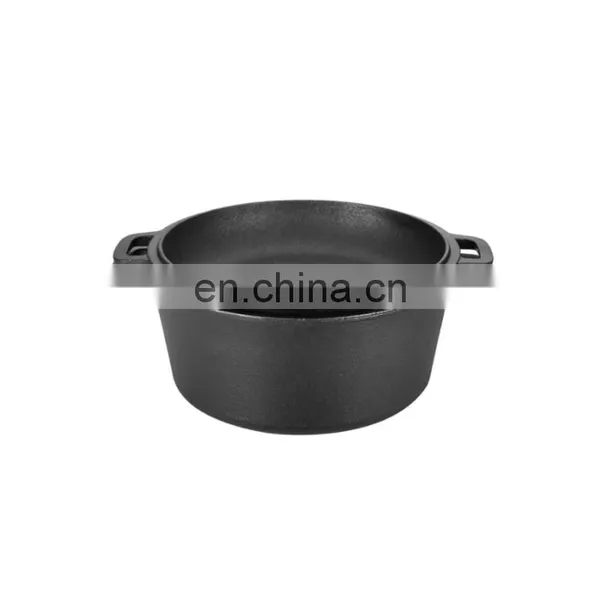 Pre-Seasoned 2 In 1 Cast Iron Double Dutch Oven Domed Skillet Lid photo-3