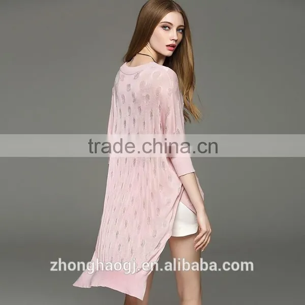 Lastest Fashion Ladies Linen Hollow Batwing Sleeve Summer Sweater With Best Price photo-2