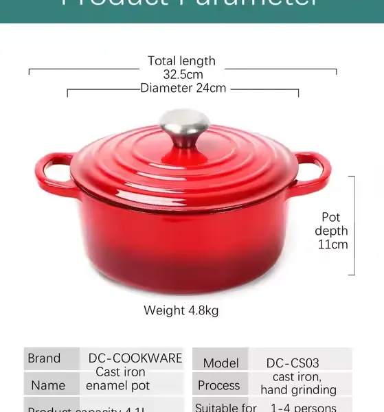 Wholesale High Quality Colorful Enamel Non-Stick Casserole Cast Iron Dutch Oven for Cast Iron Cookware photo-2