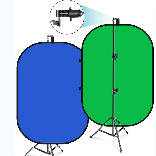 Collapsible Chromakey Green + Blue 2-in-1 Background, Backdrop photo-3