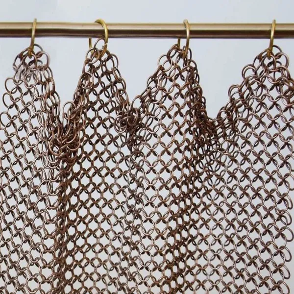 High Quality Color Soft Woven Decorative Metal Chain Link Mesh Metal Coil Drapery Mesh Curtain for Wall Decoration photo-5