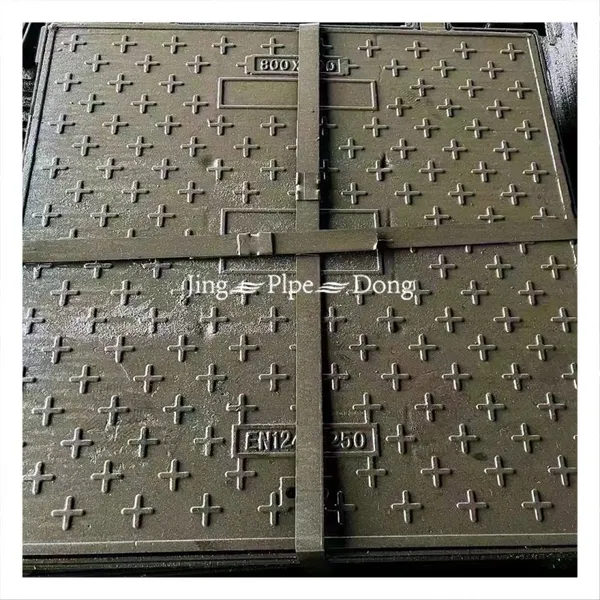 Ductile Iron Temporary Manhole Cover 800*900mm & 900*1000mm Black Durable Round Shape for Road Drainage photo-2