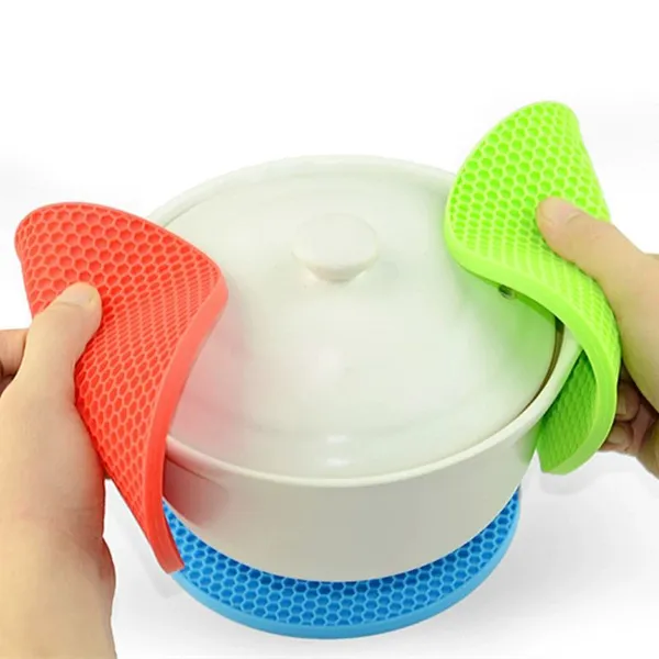 Silicone Hot Pads and Trivets, Honeycomb Heat Resistant Mats for Hot Pots and Pans, Non-Slip Washable Kitchen Table Mats & Coasters