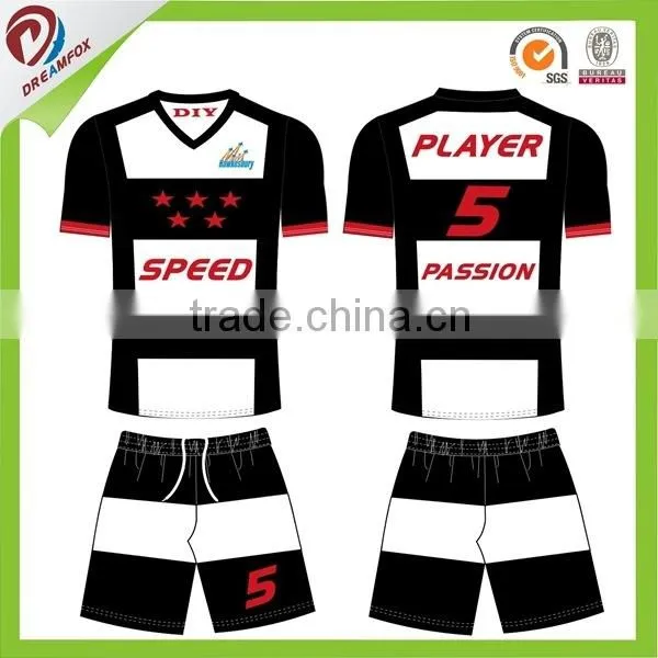 2015 New Style Custom Sublimation High Quality Black Green Soccer Jersey Wholesale photo-3