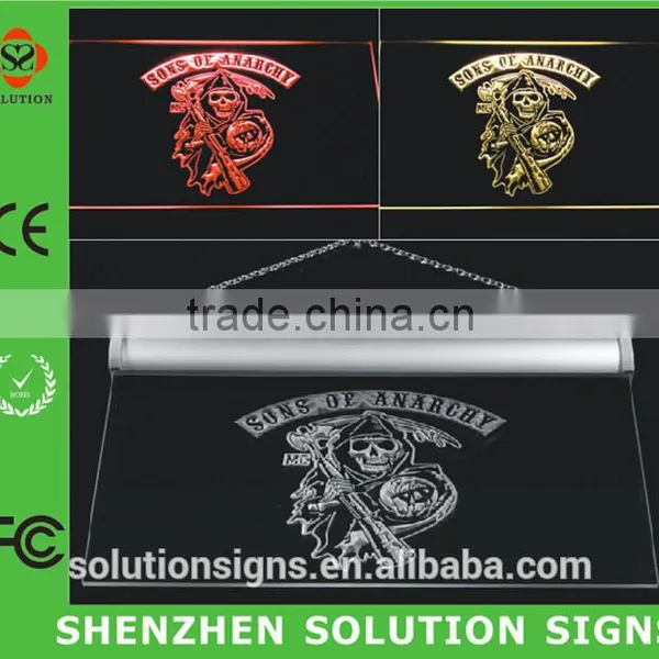 2015 fashionable hanging led acrylic sign board