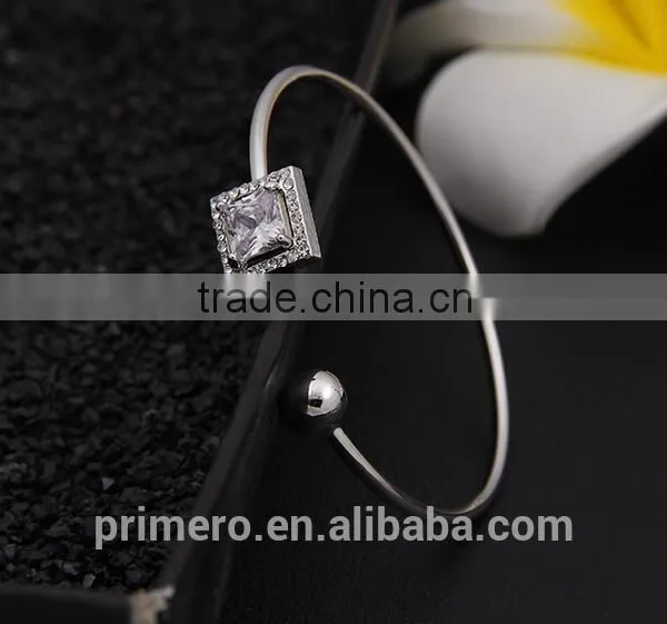 Luxury Square Cubic Zircon Bracelet Bangle for Women 18K Rose Gold Plated Jewelry photo-6