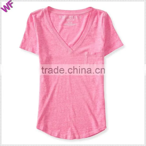 Chest Pocket t Shirt V-neck T-shirt Printed Logo t Shirt China Wholesale t Shirt Apparel photo-2