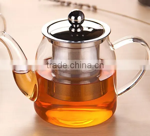 Office Personal Glass Tea Pots With Stainless Steel Infuser Hebei Factory Supplies