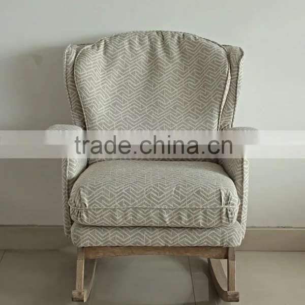 Modern Style With Variety of Fabrics Covered Wooden Armchair Fabric Rocking Chair photo-3