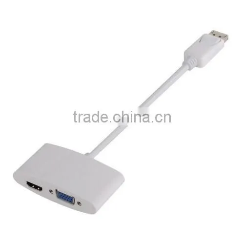 White 2 in 1 DP Display Port to VGA + HDMI Female 2 in 1 Adapter Cable for Dell Nvidia ATI photo-3