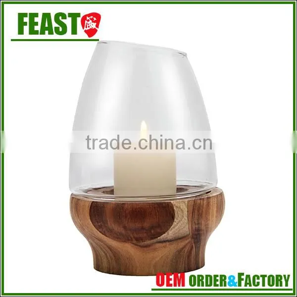 2015 NEW Design Wedding Candle Holder HOT Selling Glass Candle Holder With Wooden Stand photo-4