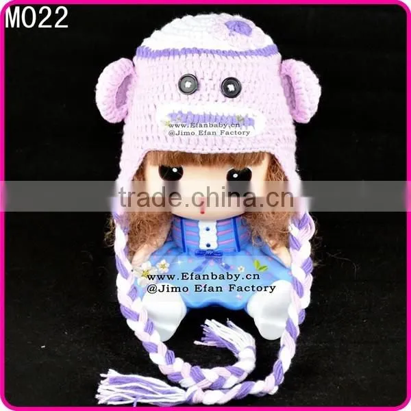 Cute Baby Crochet Beanie Animal Ears Monkey Knitted Hats photo-3