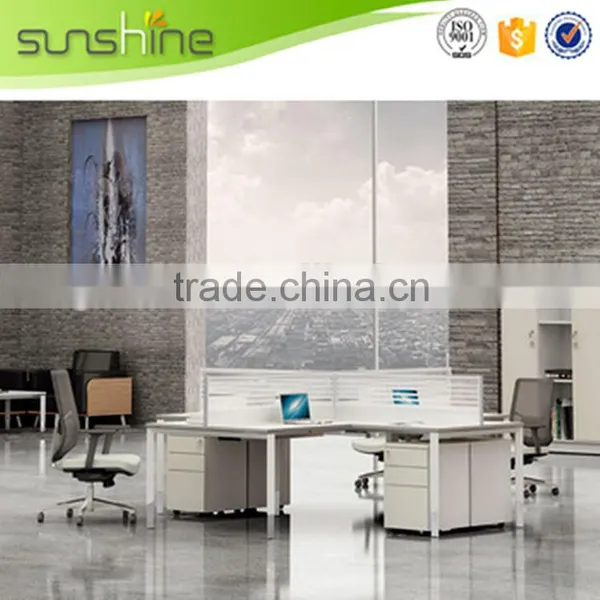 Chinese Furniture Office Cubicle for 4 Person Desk Glass Partition With Mobile Pedestal photo-4