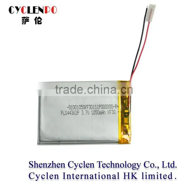 2015 New Products Small Lithium Polymer Battery 3.7v 1050mah Lithium Polymer Battery