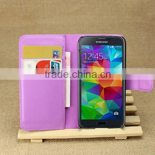 High Quality Leather Holster Card Wallet Folio Stand Flip Case Cover for Samsung Galaxy S5 Mini photo-5