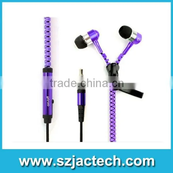 Fashion Colorful Metal Zipper Cable Design Earphone Fashion Earbud With Microphone photo-5