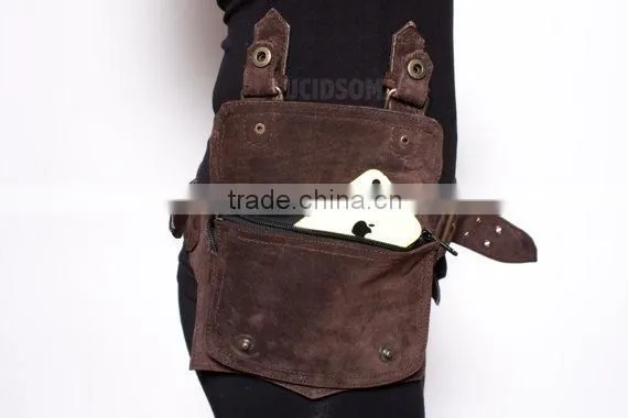 Goa Belt - Hip Handmade Suede Waist Pack Bag Party Festival Style Belt Utility Pouch Playa Psy Trance Rave photo-4