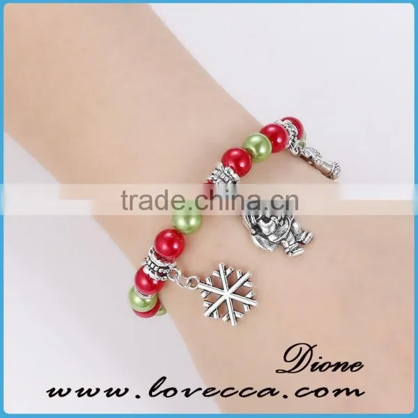Adjustable Size Christmas Gifts Colorful Beads With Charms Bell Snowman Snowflake Bracelet photo-4