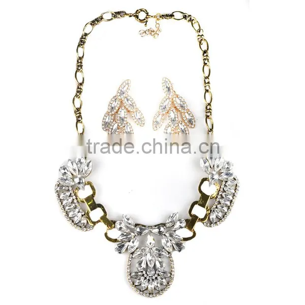 Fashion Crystal Alloy Necklace Earring Set Jewelry photo-3
