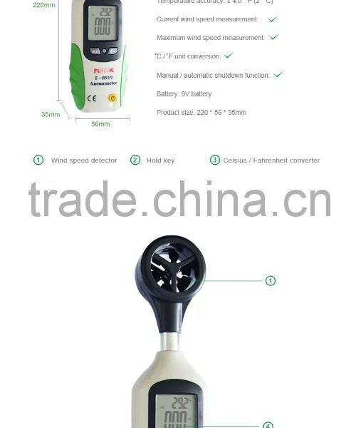 Multi-function Display Temperature Wind Speed Anemometer 25m/s Vane Anemometer photo-6