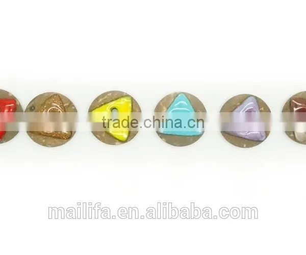 Fancy 2 Holes Colorful Red, Blue, Yellow, Coffee Triangle Oil Enameling Coconut Shell Button photo-3