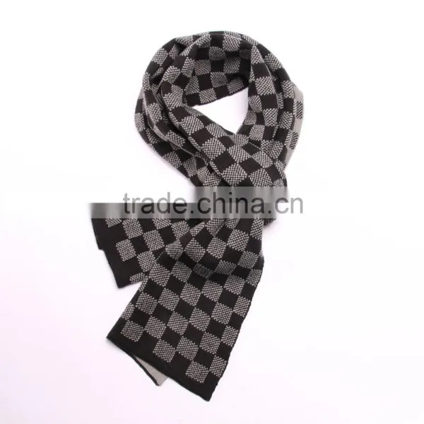 Male Plaid Cotton Knitted Winter Scarf photo-4